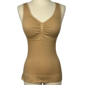 Camishaper Shaping Cami Tank Nude Beige Seamless Built In Bra Size M